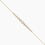 14K Solid Gold Lab Grown Diamond Bracelet | 9 Graduated Diamonds Bezel Set - View 7