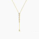 14K Natural Diamond Round Cut Lariat Necklace