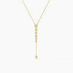 18K Solid Gold Natural Diamond Cushion & Round Lariat Necklace