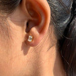 18k Solid Gold Emerald Cut Lab Grown Diamond Solitaire Studs Earrings - View 6 | Riyanika Jewels