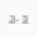 18k Solid Gold Emerald Cut Lab Grown Diamond Solitaire Studs Earrings - View 7 | Riyanika Jewels