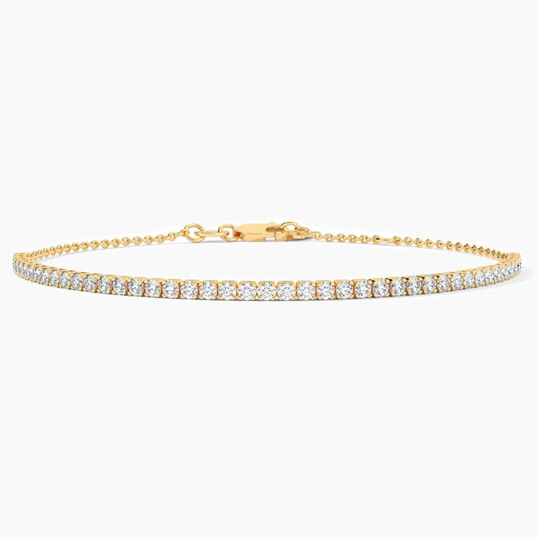 14K Solid Gold Natural Diamond Tennis Bracelet – Dainty & Stackable