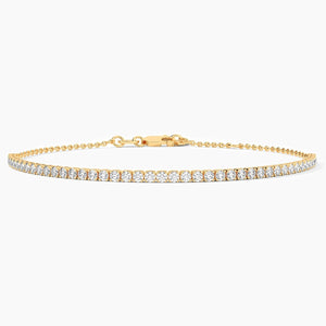 14K Solid Gold Natural Diamond Tennis Bracelet – Dainty & Stackable