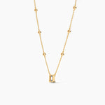 18K Solid Gold Lab Grown Emerald Cut Diamond Necklace - Side View | Riyanika Jewels