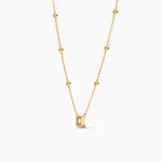 14K Natural Diamond Emerald Cut Necklace