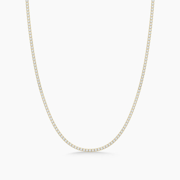 18k Solid Gold Flexible Natural Diamond Tennis Necklace | Choker Necklace