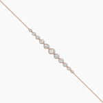 18K Solid Gold Natural Diamond Bracelet | 9 Graduated Diamonds Bezel Set - Close Up | Riyanika Jewels