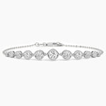 14K Solid Gold Lab Grown Diamond Bracelet | 9 Graduated Diamonds Bezel Set - View 10