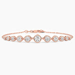 14K Solid Gold Lab Grown Diamond Bracelet | 9 Graduated Diamonds Bezel Set - View 8