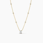 18K Solid Gold Natural Diamond By the Yard Emerald Cut Necklace