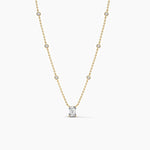14K Natural Diamond Emerald Cut Necklace
