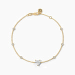 18k Solid Gold Lab Grown Diamond Station Bracelet | Heart Cut Lab Grown Diamond - View 7