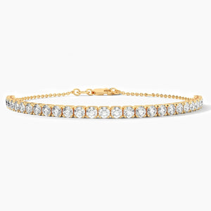 18k Solid Gold 3.00mm Natural Diamond Tennis Bracelet