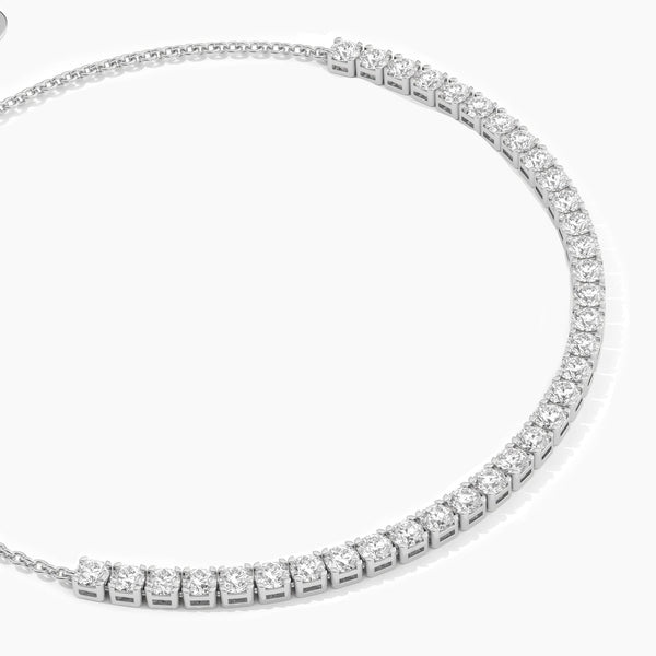 18k Solid Gold 2.50mm Natural Diamond Tennis Bracelet - Side View | Riyanika Jewels