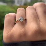 18K Solid Gold 1ct Natural Diamond Three Stone Engagement Ring - Close Up | Riyanika Jewels