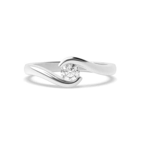 18K Solid Gold 0.50 CT Natural Diamond Round Cut Bypass Tension Set Engagement Ring