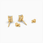 18k Solid Gold Emerald Cut Lab Grown Diamond Solitaire Studs Earrings - Alternate Angle | Riyanika Jewels