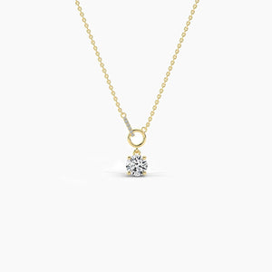14K 1ct Natural Diamond Round Cut Solitaire Necklace
