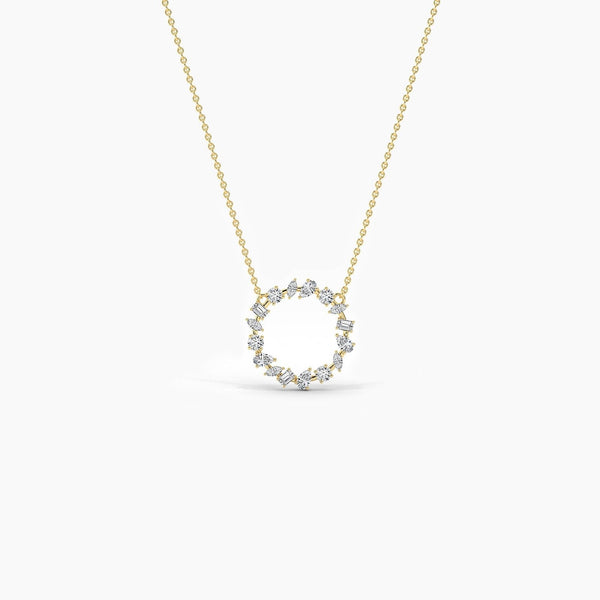 14K Natural Diamond Cluster Pendant