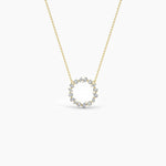 18K Solid Gold Natural Diamond Multi-Shape Cluster Necklace – Open Circle Bridal Pendant for Women