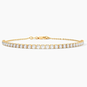 14K Solid Gold 2.50mm Lab Grown Diamond Tennis Bracelet