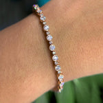 18K Solid Gold Natural Diamond Round Cut Tennis Bracelet - View 7 | Riyanika Jewels