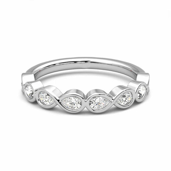 14K Natural Diamond Pear Cut Twisted Half Eternity Band