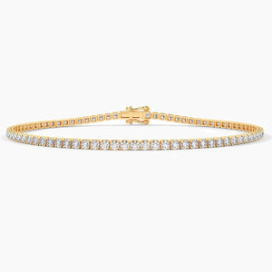 14K Solid Gold Natural Diamond 2.00mm Tennis Bracelet | 4 Prong Wedding Gift for Women