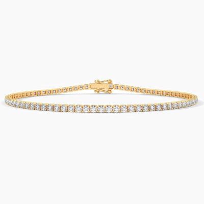 14K Solid Gold Lab Grown Diamond 2.00mm Tennis Bracelet | 4 Prong Wedding Gift for Women
