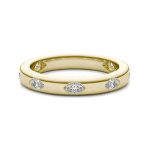 18K Solid Gold Natural Diamond Marquise Cut Flush Set Eternity Band