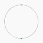 18k Solid Gold Flexible Emerald Lab Grown Diamond Tennis Choker Necklace - Detail | Riyanika Jewels