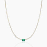 18k Solid Gold Flexible Emerald Natural Diamond Tennis Choker Necklace - View 7 | Riyanika Jewels