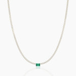 14K Solid Gold Flexible Emerald Lab Grown Diamond Tennis Choker Necklace