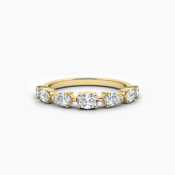 14K Natural Diamond Oval Cut Eternity Wedding Band