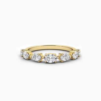 14K Natural Diamond Oval Cut Eternity Wedding Band