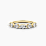 18K Solid Gold Natural Diamond Oval & Pear Cut Wedding Band – Stackable Anniversary Ring for Women