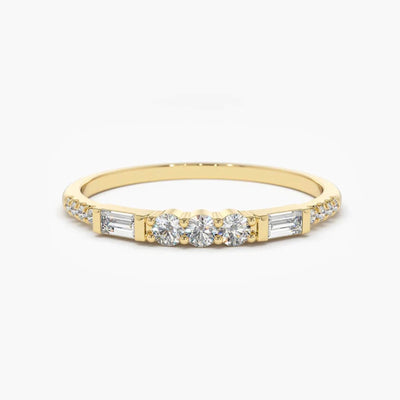 14K Natural Diamond Round Cut Half Eternity Wedding Band
