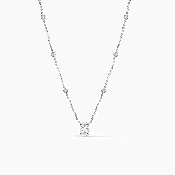 18k Solid Gold Oval Cut Lab Grown Diamond Yard Necklace | Riyanika Jewels