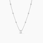 18k Solid Gold Oval Cut Lab Grown Diamond Yard Necklace - Side View | Riyanika Jewels