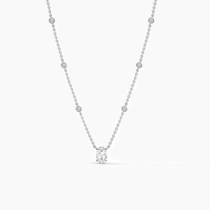18k Solid Gold Oval Cut Natural Diamond Yard Necklace | Riyanika Jewels