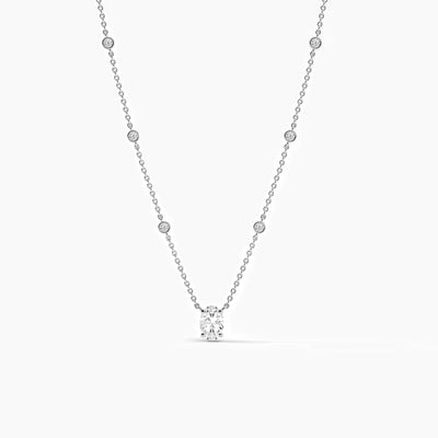18k Solid Gold Oval Cut Natural Diamond Yard Necklace | Riyanika Jewels