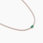 14K Solid Gold Flexible Emerald Natural Diamond Tennis Choker Necklace