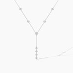 18k Solid Gold Lab Grown Diamond Princess Cut Lariat Station Necklace | Statement Necklace - View 6