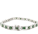 18K Solid Gold 12.00 CTW Lab Grown & Green Diamond Tennis Bracelet - Close Up | Riyanika Jewels