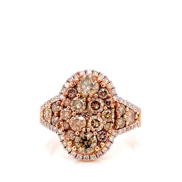 14K 2.25ct Lab Grown Diamond Halo Cluster Ring
