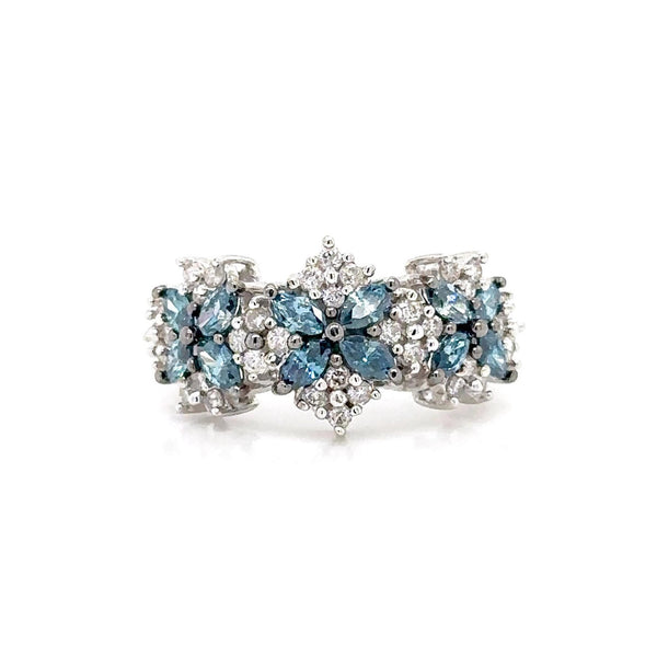 18K Solid Gold 2.00 CTW Natural Diamond Floral Cluster Ring
