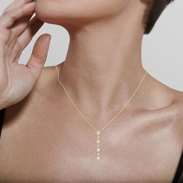 18k Solid Gold Natural Diamond Statement Necklace For Women | Bridal Wedding Necklace - Side View | Riyanika Jewels