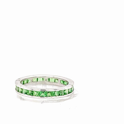 18K Solid Gold 3.00 CTW Natural Diamond Tsavorite Square-Cut Eternity Band