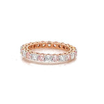 18K Solid Gold Natural Diamond Eternity Band – Pink & White Round Diamonds - Detail | Riyanika Jewels