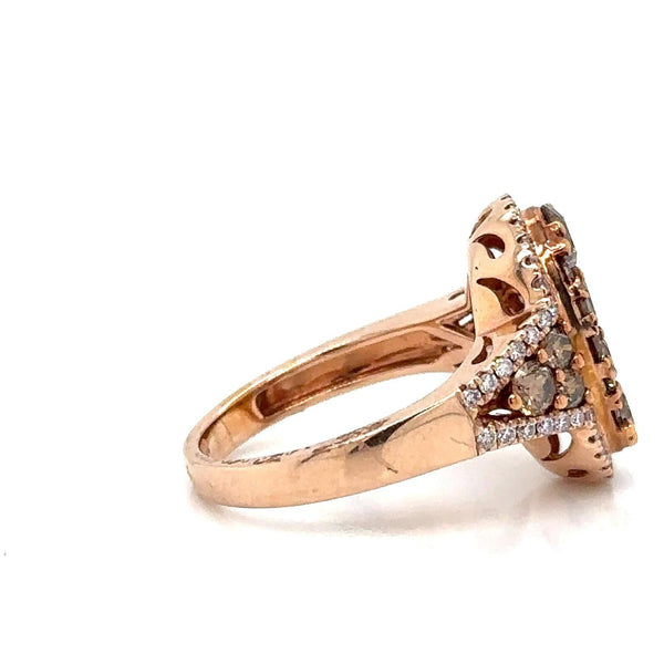 18K Solid Gold 2.25 CT Lab Grown Diamond Halo Cluster Ring - Side View | Riyanika Jewels